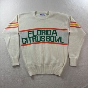 Vintage Cliff Engle Florida Citrus Bowl Sweater Adult Large White 80s University